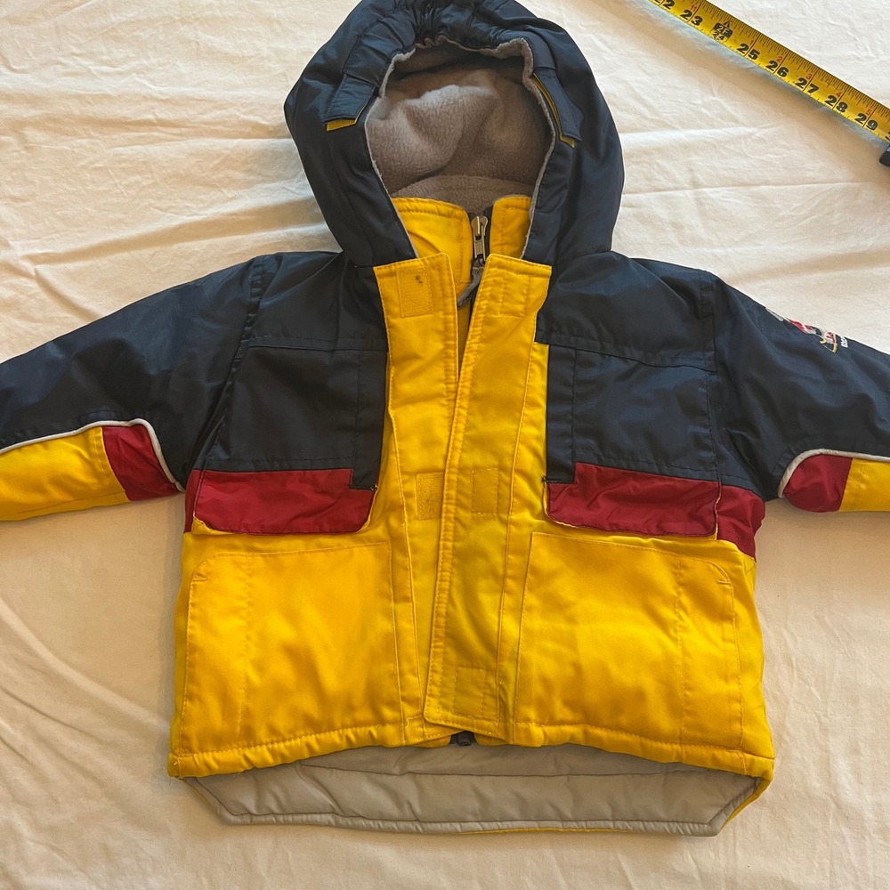 Vintage 90s OshKosh Bgosh Colorblock Winter Jacket Blue Hooded Baby Boy 12M